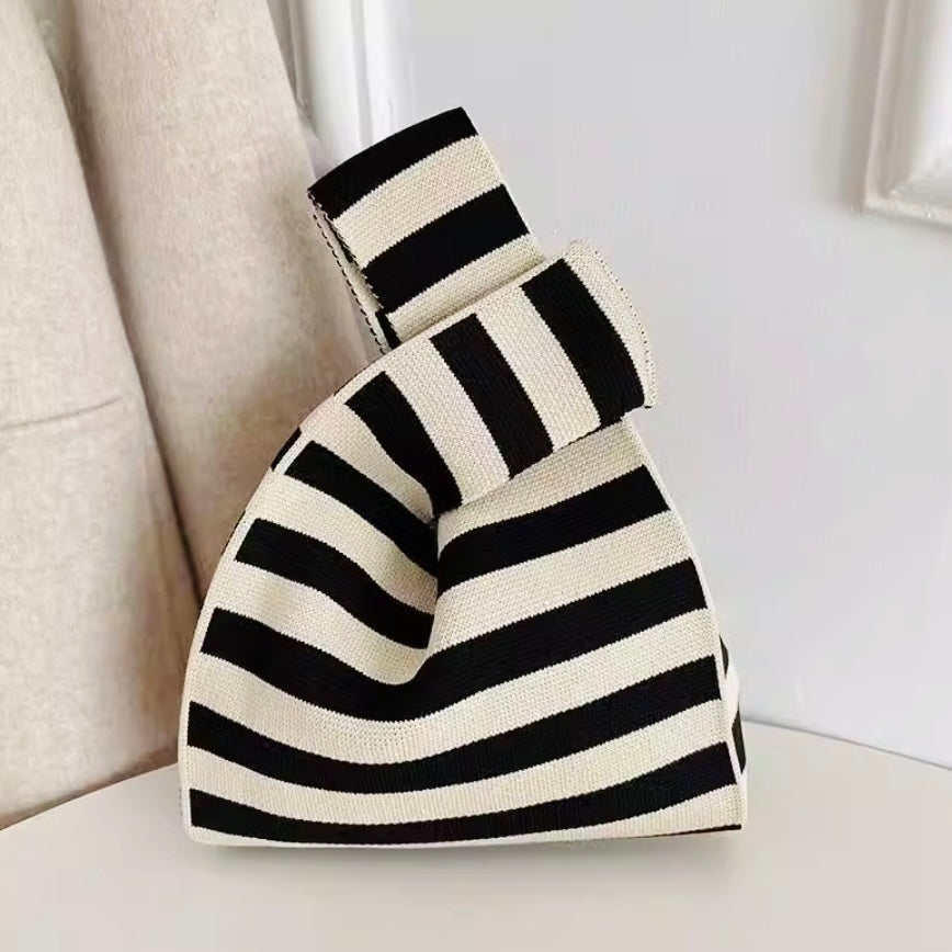 Black & White Striped Handbag