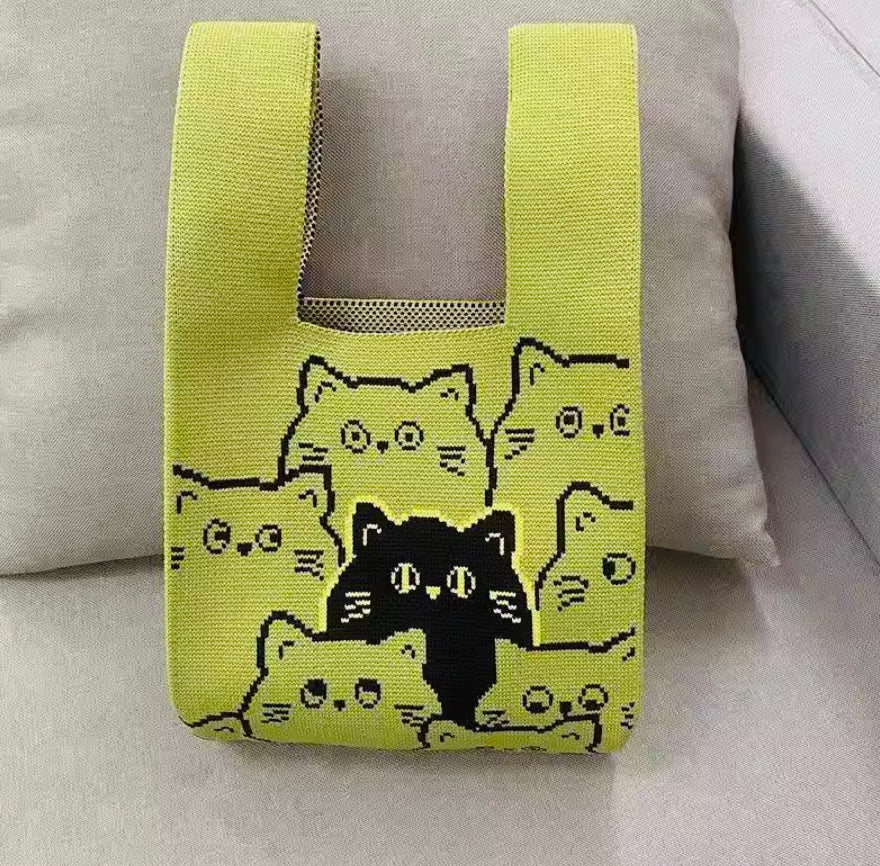 Cat Knit Handbag