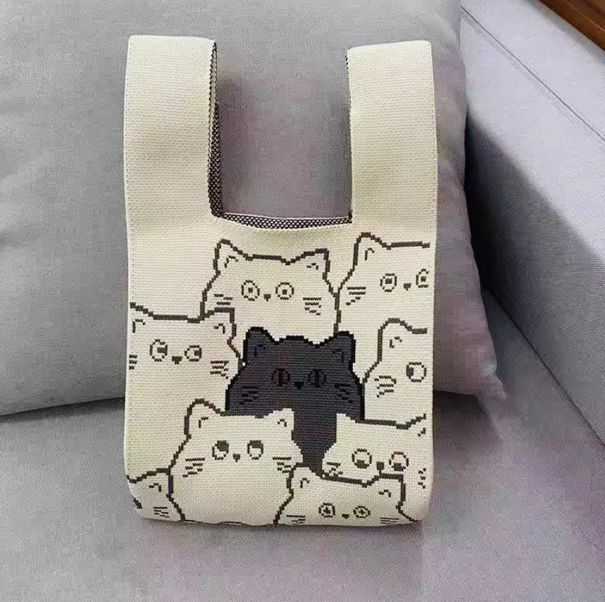 Cat Knit Handbag