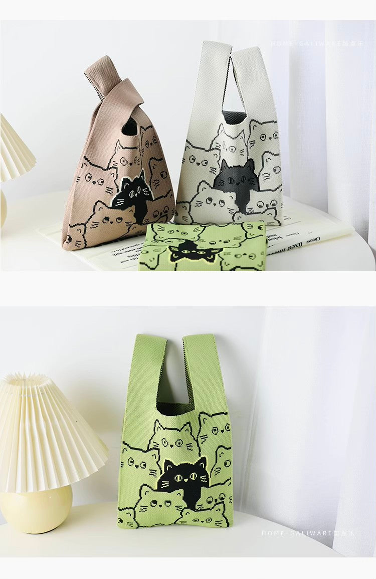 Cat Knit Handbag